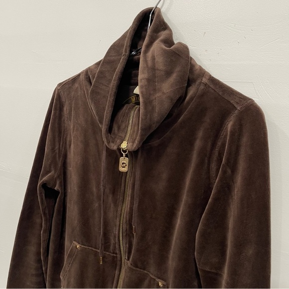 Michael Kors Brown High Neck Full Zip Velour Tracksuit Sweatshirt Large - Picture 3 of 9